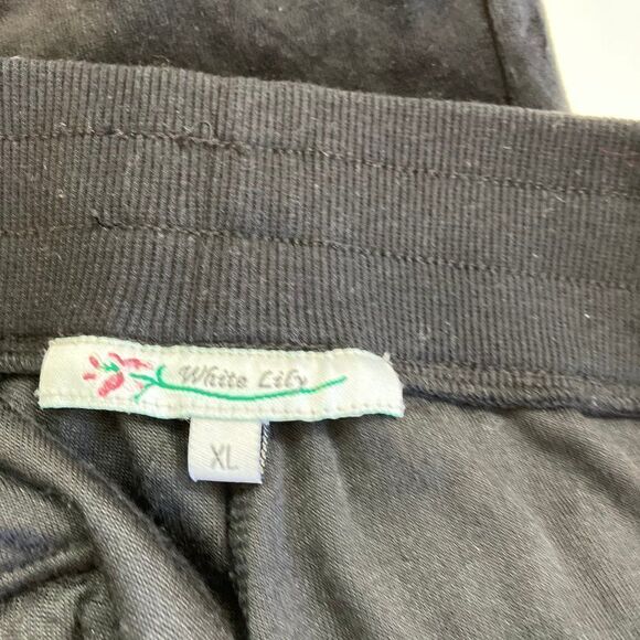 White Lily Sz XL Black Stretch Drawstring Pant - Picture 3 of 8